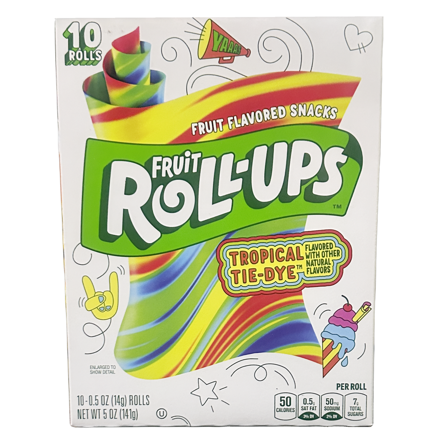 U.S Fruit Roll Ups Tropical Tie-Dye 10 pack