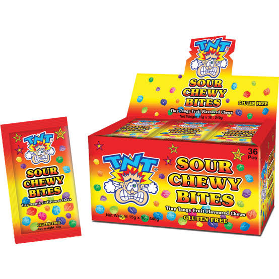 TNT Sour Chewy Bites 15g 36 pack