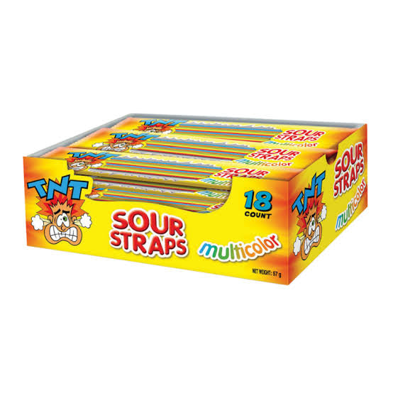 TNT Sour Straps Multicoloured 57g 18 pack