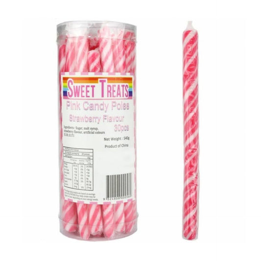 Pink Strawberry Candy Poles 30pc