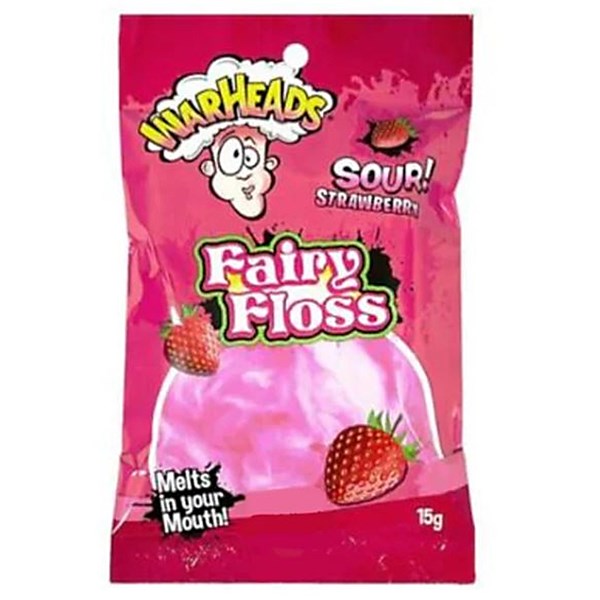 Warheads Sour Strawberry Fairy Floss 15g